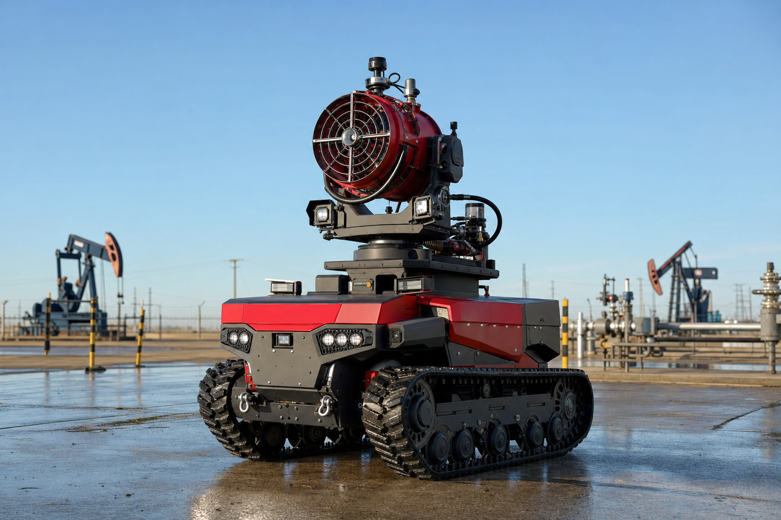 Water mist monitor robot producing a wide spray pattern